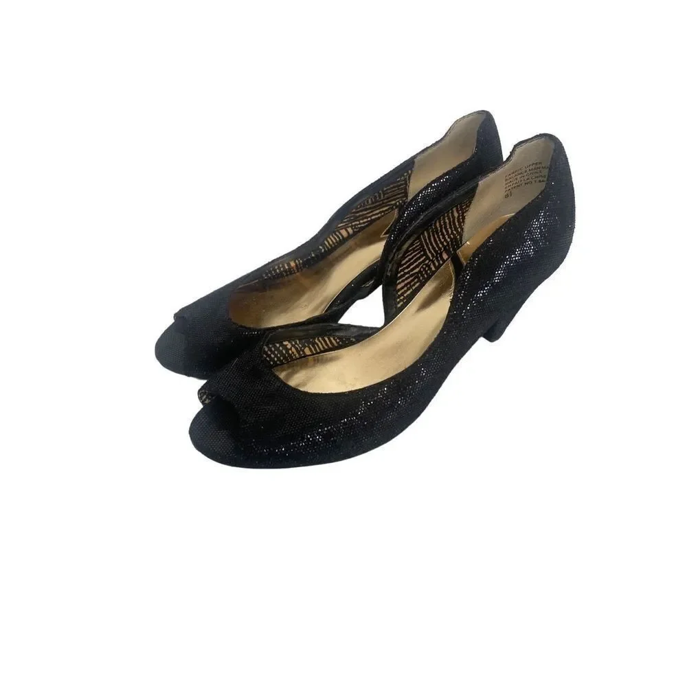 Seychelle’s Glitter Black Peep Toe Heels